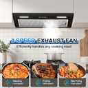 Insert Range Hood 24Inch, Built-in Kitchen Hood with 353 CFM, 3-Speed Vent Hood with Push Button Control LED Lights, Metal Filter, Suitable for Home kitchen, Compact Kitchen, Apartments