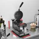 CROSSON Commercial Waffle Maker,Professional Round Belgian Waffle Maker Rotating 180 Non-Stick Plate Machine with Temp and Time Control for Restaurant Bakeries Kitchen 120V/1300W