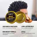 Wave Pomade Twist Sponge Brush Twist Styler Comb for Black Men - Washable Afro Curl Sponge Racket for Barbers & Daily Use, Ideal for Curly, Coiled, 4C Hair - Hair Pick Comb Rose Water Spray Set