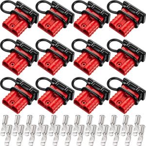 Frienda 12 Pieces Red 6-10 Gauge Battery Quick Connector 50A 12-36V Battery Quick Disconnect Wire Harness Plug Kit for Motor Recovery Winch Trailer