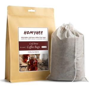 Cold Brew Coffee Bags 60 Count Disposable Fine Mesh Brewing Bags for Concentrate/Iced Coffee Maker, French/Cold Press Kit, Hot Tea in Mason Jar or Pitcher, 6 x 10 Inches