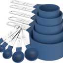 10 PCS Measuring Cups & Spoons Set, Stackable Cups and Spoons, Nesting Measure Cups with Stainless Steel Handle, Kitchen Gadgets for Cooking & Baking (Blue)