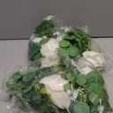 Dolicer 4Pcs 26Ft Artificial Eucalyptus Garlands with Flowers - 8 Roses, Faux Floral Greenery Garlands Fake Flowers Vines for Wedding Table Centerpieces Arch Party Ceremony Backdrop Decor (White)