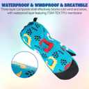 Kids Mittens - Waterproof Warm Winter Gloves for Boys and Girls, Thermal Insulated for Snow Play & Cold Weather (S-(3-5 Years), Green Dinosaur)