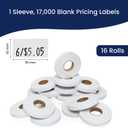 Perco White Pricing Labels - 17,000 Price Marking Labels for Monarch 1110 Price Gun with Ink Roll Included - 16 Rolls Value Pack, 1 Sleeve - Made in USA