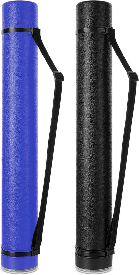 Mr. Pen- Poster Tube, 2 Pack, Black and Blue, Extendable Poster Tube with Strap, Poster Carrying Case, Telescoping Tube, Art & Poster Transport Tubes, Poster Tubes for Storage, Poster Holder Tube