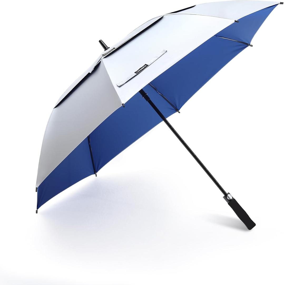 68/62/54/47 Uv Protection Golf Umbrella For Sun Protection With Large Windproof Vented Double Canopy,Push-Button Auto Open