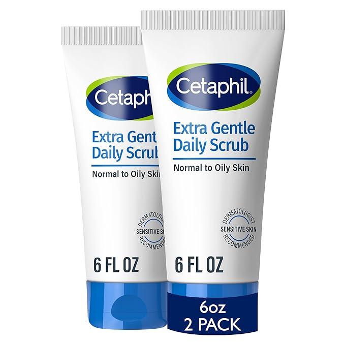 Cetaphil Exfoliating Face Wash, Extra Gentle Daily Face Scrub, Gently Exfoliates & Cleanses, For All Skin Types, NonIrritating & Hypoallergenic, Suitable For Sensitive Skin, 6 Fl Oz, Pack of 2