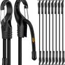 8-Piece 48-inch Adjustable Bungee Cords with Hooks, Heavy Duty Outdoor Carabiner Bungee Straps, Easily Adjust from 7" to 48", Black Super Elastic Cord for Cargo, Camping, Bike Racks, Tents