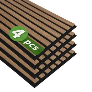 Art3d 4-Pack 12" x 93" Soundproof Wood Slat Panels, 31 sq.ft Acoustic Wall Panels, 3D Wall Panels with Wood Slat Design, Decorative Wood Wall Panel for Accent Walls-Deep Walnut