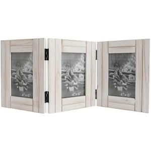 RiteSune Rustic Picture Frame White, 4X6 Picture Frame College, 3 Photo Frame Hinged Farmhouse Picture Frames Desk Photo Frame for Home Office