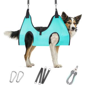 Dog Grooming Hammock - Upgrade Pet Grooming Harness for Nail Trimming (L 50lb), Dog Sling for Nail Clipping, Dog Hanging Holder Hanger for Cutting Nail with Nail Clippers (Green)