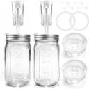 32 oz Mason Jar Fermentation Kit, 2 Pack Fermentation Jars, Fermentation Lids, Fermenting Weights and Airlocks, Complete Fermenting Kit for Making and Storing Sauerkraut（Pack of 2）