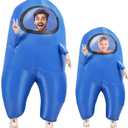 astronaut costume inflatable costume Funny Halloween Spacesuit Party School Masquerade Game Fans (Adults (155-195cm), Blue)