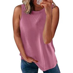 Biucly 2025 Womens Summer Crewneck Sleeveless Basic Tank Tops Casual Camisole Shirts Cute Tops Loose Fit 2XL