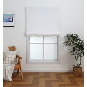 Everyday Celebration Linen Blend Cordless Roman Blinds Light Filtering Pull Down Window Treatment for Home, Indoor Shades & Blinds (27x64 White)
