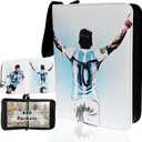 Soccer Card Binder 440 Pockets- Waterproof Trading Card Album with 55 Removable Sleeves Fit - 3 Rings with Zipper -Compatible with Topps Sports Cards Collection