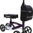 Steerable Knee Walker Deluxe Medical Scooter for Foot Injuries Compact Crutches, with Dual Rear on-Wheel Brake and Shock Absorption Under The Knee pad (Purple)