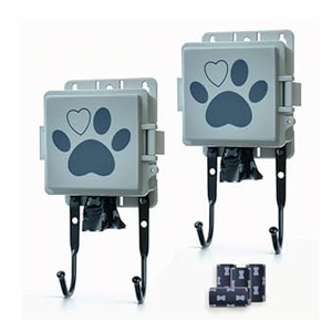 Dog Poop Bag Dispenser Wall Mounted Outside or Inside Pet Waste Bags Holder Waterproof Screw-on or Strap-on Doggy Pickup Rolls Storage Station for Home, Backyard, Porch, Patio(white,dispenser only)