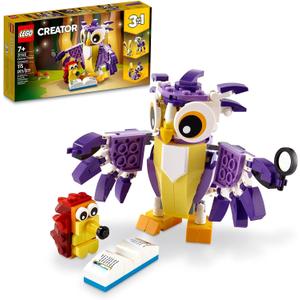 LEGO Creator 3 in 1 Fantasy Forest Creatures, Woodland Animal Toys Set Transforms from Rabbit to Owl to Squirrel Figures, Gift for 7 Plus Year Old Girls and Boys, 31125