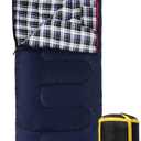 REDCAMP Cotton Flannel Sleeping Bag for Camping, 41F/5C Cold Weather Warm and Comfortable, Envelope Blue 4lbs(75"x33")
