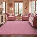 Area Rug for Living Room, Non-Slip Pink Rugs for Girls's Bedroom, 5x7Ft Washable Carpet with Memory Foam for Bedside Office Dining Room Farmhouse