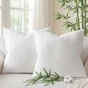 a moment 2 Pack Bamboo Fiber Pillow Covers - Waffle Weave, Ultra Soft & Breathable, Euro Shams Cotton Throw Pillow for Couch, Sofa, Bedroom Living Room 22x22 Inch White