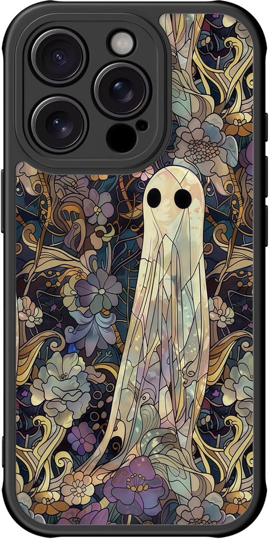 DEENAKIN for iPhone 14 Pro Max Case Cute, Aesthetic Floral Hard Shell, Compatible with Magsafe, Trendy Unique Retro Western Coquette Protective Slim Phone Cover for Women Girls, Flower - Enchanted Ghost