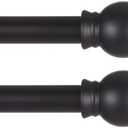 Thestoa Black Curtain Rods 2 pack for Windows 30-62 inch Adjusts Length by Splicing, 5/8" Diameter Matte Black Small Curtain Rods for Bedroom, Living Room, Kitchen, Outdoor, Farmhouse