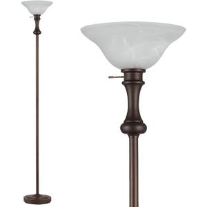 71'' Floor Lamps for Living Room, Tall Floor Lamp for Bedroom, Modern Torchiere Standing lamp for Corner Office Home Decor, Knob Switch, Bulb Included, Glass 1 Head, Red Brown