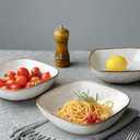 famiware Large Pasta Bowls Set of 4, Ocean Square 8" Bowls, Pasta Serving Bowl Large Dinner Bowls, Kitchen Bowl Set, Microwave and Dishwasher Safe, Scratch Resistant, Cappuccino White