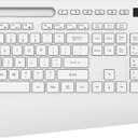 Wireless Keyboard and Mouse Combo - Full-Sized Ergonomic Keyboard with Wrist Rest, Phone Holder, Sleep Mode, Silent 2.4GHz Cordless Keyboard Mouse Combo for Computer, Laptop, PC, Mac, Windows, White