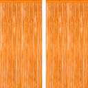 2 Pack Backdrop Curtains, 3.28 FT x 7.05 FT Orange Color Tinsel Backdrop, Metallic Party Streamer Fringe Curtains, Foil Curtains Halloween Decor Birthday Party Supplies