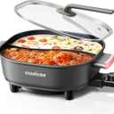 Stariver 6L Electric Hot Pot with Divider, 1300W, Dual-Flavor Pot for Two Broths, 5-Temp Control & Non-Stick Coating, Electric Pot for Shabu Shabu, Fondue, Perfect for Family Gatherings & Parties (Grey)