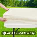Smiry Rectangle Tablecloth, Elastic Fitted Flannel Backed Vinyl Tablecloths for 5ft Folding Tables, Waterproof Wipeable Table Covers for Indoor, Outdoor, Picnic and Camping (Beige, 30"x60")