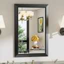 20x30 Inch Black Bathroom Mirror for Wall, Thick Metal Framed Rectangle Mirrors for Over Sink, Bedroom, Living Room, Entryway, Anti-Rust, HD Tempered Glass