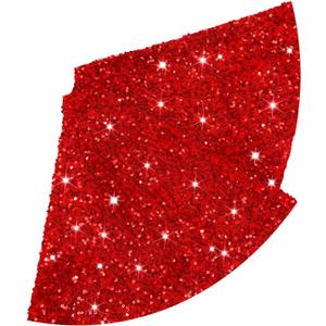 FUHSY 48 Inches Diameter Christmas Tree Skirt Red Sequin Velvet Tree Decorative Skirts Glitter Embroidered and Sequined Tree Cover Mat Glitter Xmas Tree Skirt for Christmas Halloween Tree Decoration