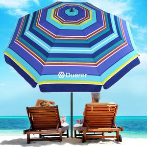 Beach Umbrellas, 8.5FT Beach Umbrella,Height Adjustable Tilt Iron Pole Portable Beach Umbrella with Carrying Bag