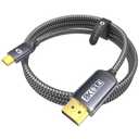 Warrky USB C to DisplayPort 1.4 Cable 10FT 8K@60Hz, 4K@240Hz/144Hz, Type C to Display Port Cord Compatible with iPhone 15, MacBook Pro/Air, iPad, iMac (Light Grey)