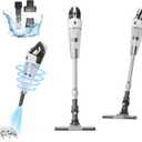 TECBOT Cordless Vacuum Cleaner, 12000 Pa Powerful Stick Vacuum with Brushless Motor, LED Touch Display, 30 Mins Long Runtime, Self-Standing Lightweight Vacuum for Hard Floor Carpet Hair, Gray