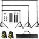 Backdrop Stand 10 x 7.5 FT for Photography Studio, Adjustable Photo Backdrop Stand Kit for Parties, Background Stand with Sandbags, Spring Clamps, Carrying Bag