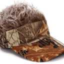 Men's Hair Visor Sun Hats Visor with Hair Fake Hat with Hairs for Men Novelty Spiked Adjustable Baseball Caps Funny Gift (Camouflage and Khaki)
