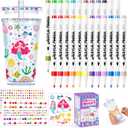 3 x 24 Acrylic Paint Markers Set for Adult Coloring Books with DIY Water Bottle | Acrylic Paint Pens Fine Tip for Stone, Rock Painting, Paper, Wood, Glass, Fabric,Art Supplies Gift for Adults, Teens, Kids