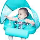 Mambobaby Float with Canopy Size Improved Non Inflatable Infant Baby Pool Float Smart Mambo Float Swim Trainer Baby Swim Float Mambo Baby Float Solid Air Free Water Waist Swimming Ring