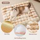 SOMAHE Cat Bed, Plush Faux Fur Kneading Flat Mat - Machine Washable Fluffy Pet Bed for Indoor Cats, Non-Slip Small Kitten Bed, Therapeutic Knead Cat Mat for Couch & Window Sill, 23"15" Inch,Camel