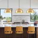 Gold Pendant Light 11.8", Industrial Dome Pendant Lights with Gold Interior, Adjustable Farmhouse Hanging Light for Kitchen Island Dining Room Bedroom Restaurant, 3 Pack