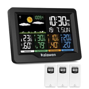 Weather Station Wireless Indoor Outdoor Thermometer Digital with Atomic Clock, Barometric Pressure, Forecast Station with USB Port Thermometer Wireless Humidity Barometer Monitor
