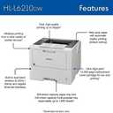 Brother Professional Laser Printer with High-Speed 50 ppm Output, Advanced Security Features, and Wireless Networking for Business, Monochrome Printing with Duplex Capability (HL-6210DW)