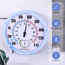 10'' Indoor Outdoor Thermometer Hygrometer, Wall Thermometer Hygrometer Analog, Battery Free Outdoor Thermometer Large Numbers, Decorative Room Thermometer Indoor