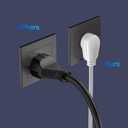 3-Outlet Flat Extension Cord 30 FT, 16 Gauge Extension Cord, Flat Plug, Multi Outlet, 3 Prong Angled Plug, SPT-3 Power Strip Indoor Extension Cable, ETL Listed, White